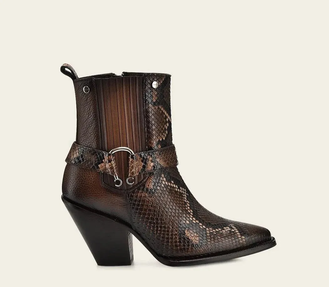 4W02PH - Cuadra brown western cowgirl python leather ankle boots for women