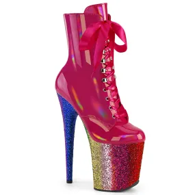 8 Inch Heel FLAMINGO-1020HG Hot Pink Holo Patent