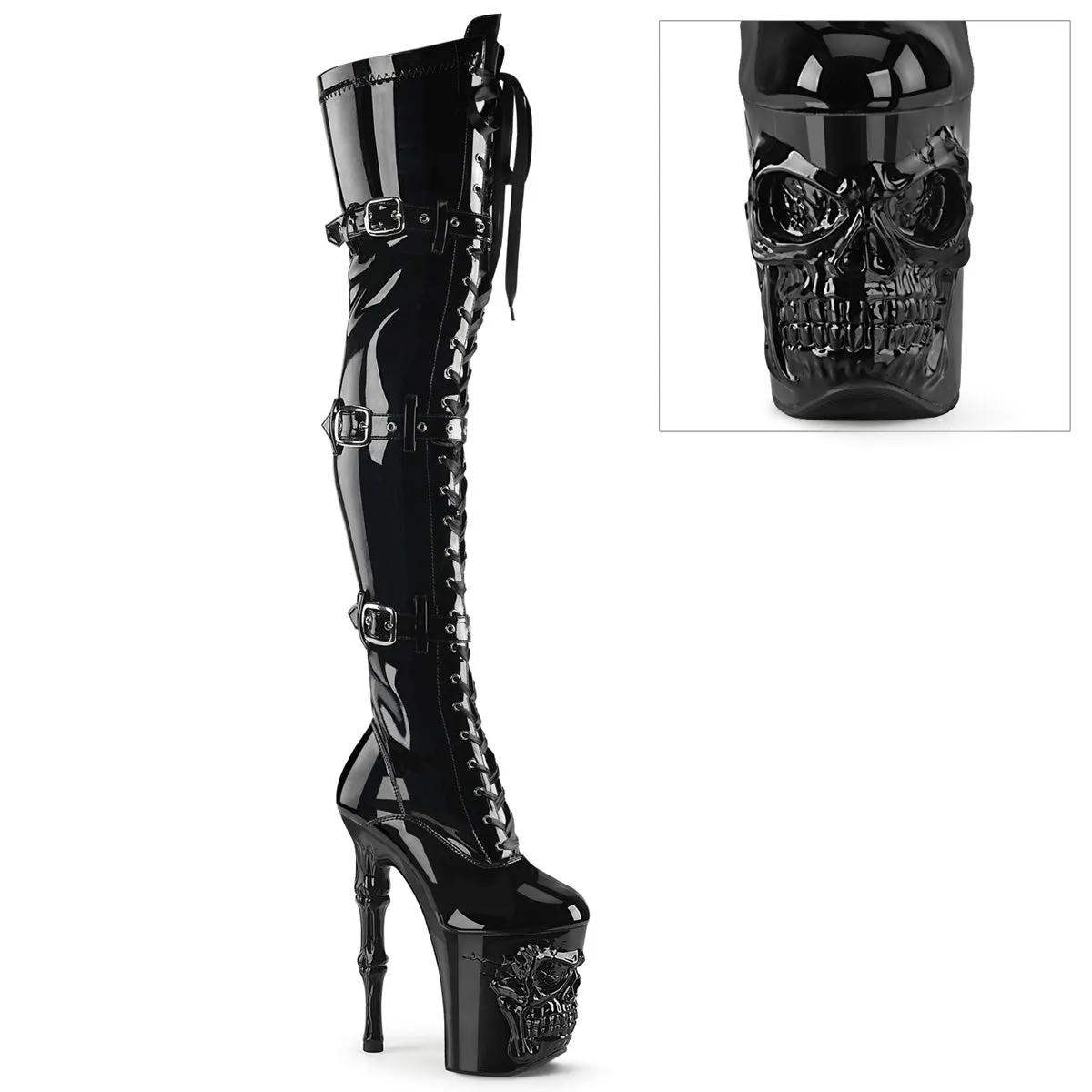 8 Inch Heel RAPTURE-3028 Black Stretch Patent