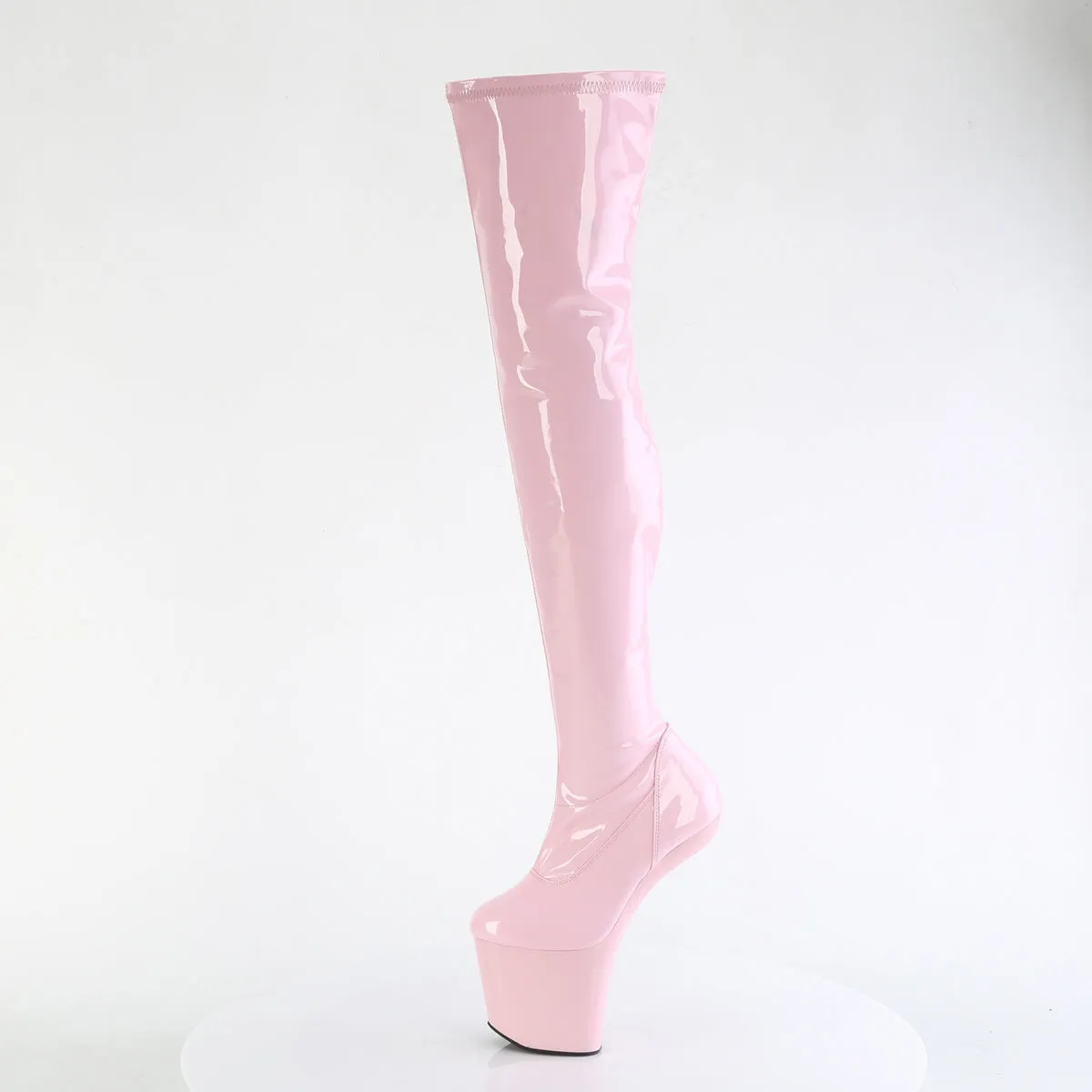 8 Inch Heelless CRAZE-3000 Baby Pink Stretch Patent