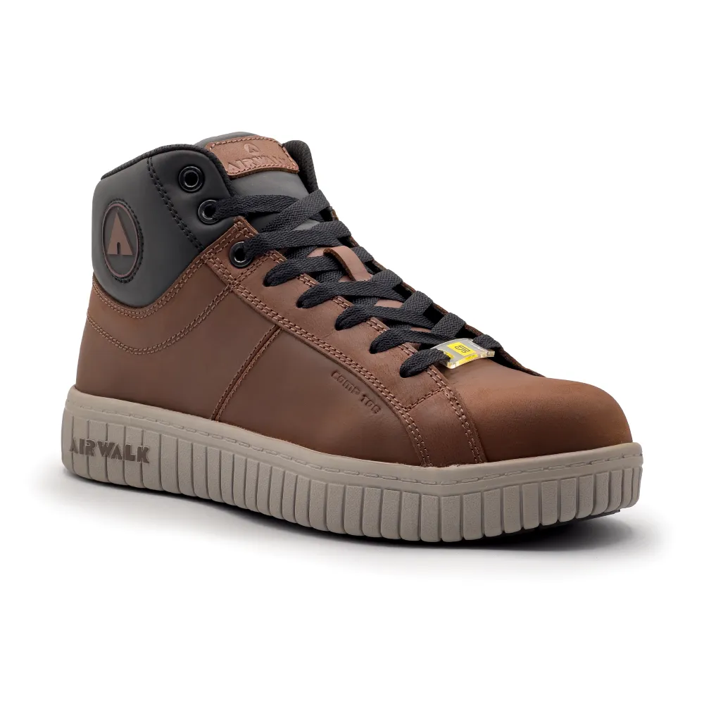 'Airwalk Safety' Men's Deuce Mid Hiker ESD SR Comp Toe - Brown / Tan all