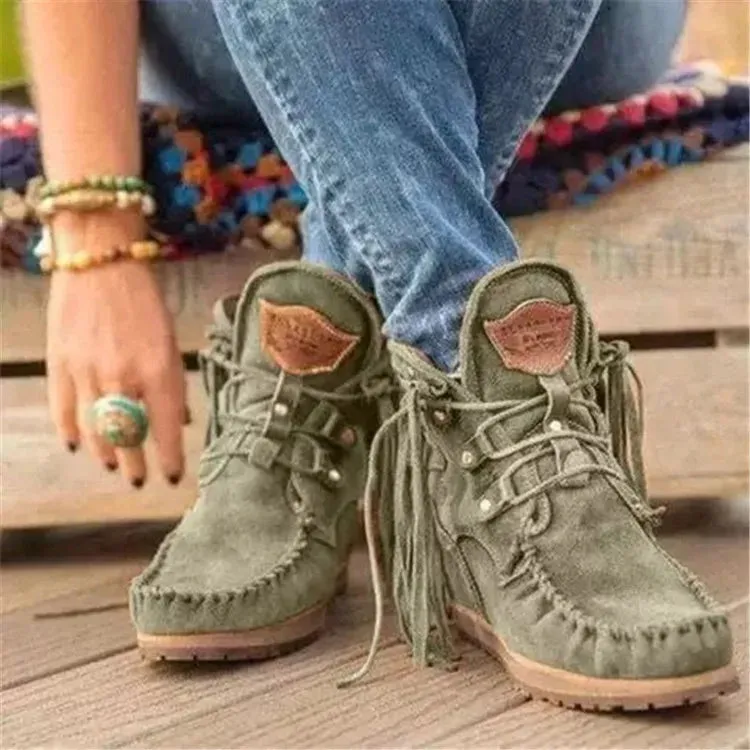 Ashore Shop Winter Women Ankle Boots British Style  Tassel Boots