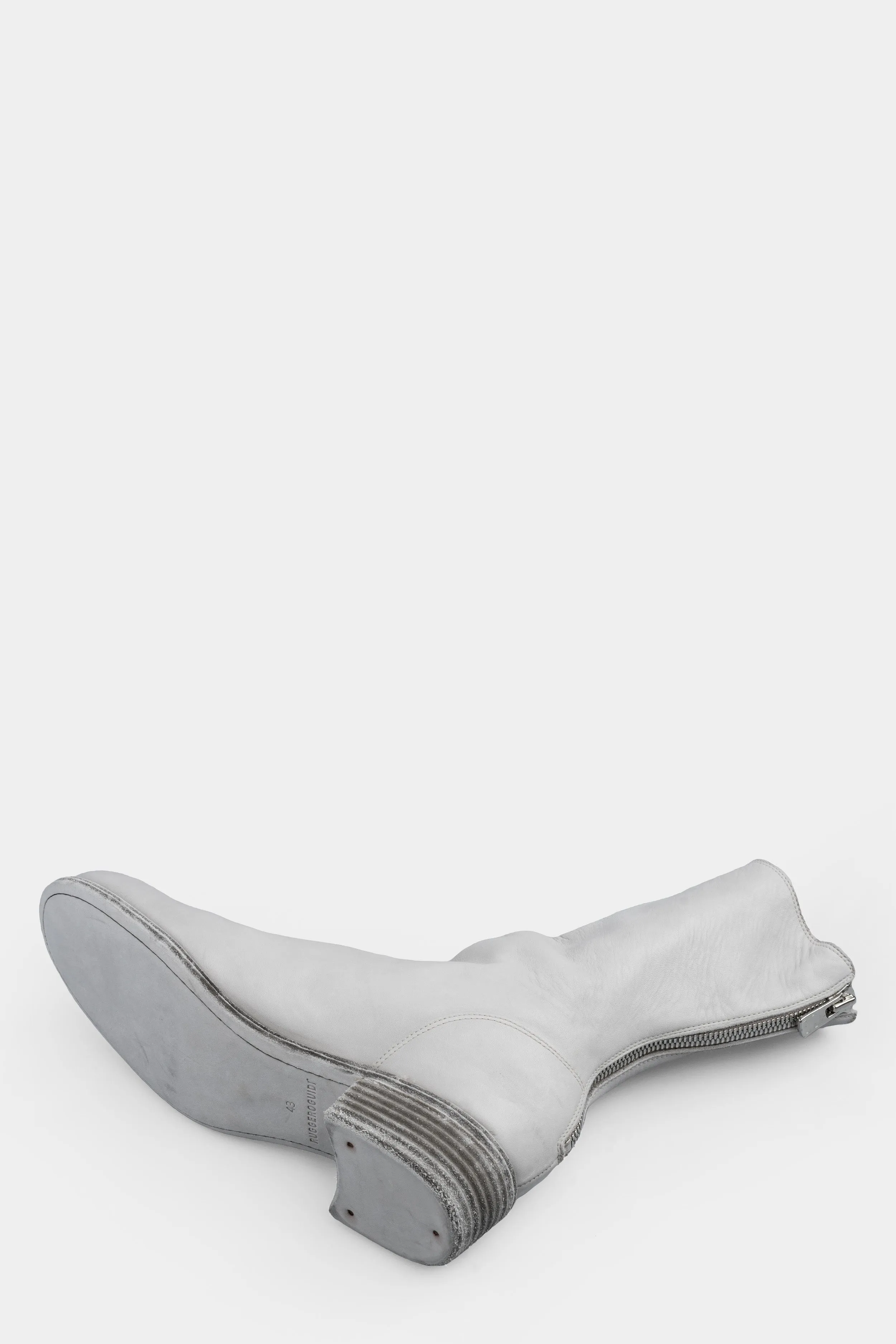 Back zip leather boots | 788X, Light Grey