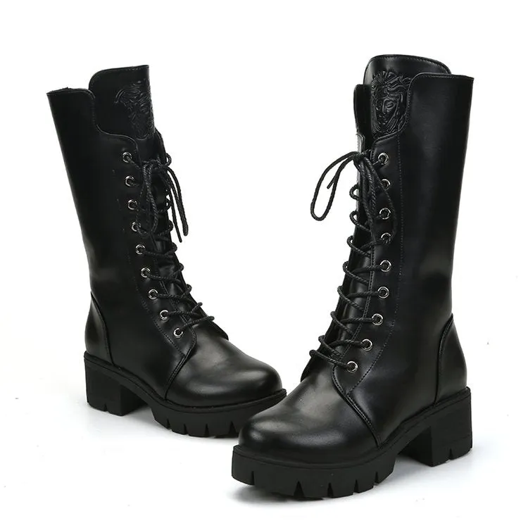 Black PU Martin Boots AD12098