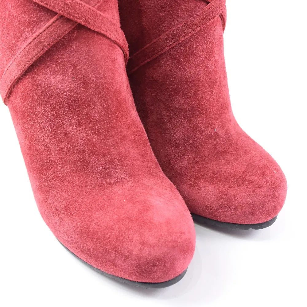 BOTTEGAVENETA Booties Suede Red boots Women Used Authentic