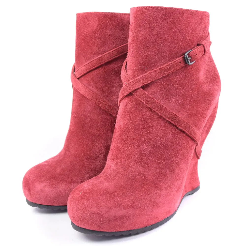 BOTTEGAVENETA Booties Suede Red boots Women Used Authentic