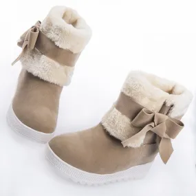 Bow Mid Calf Snow Boots Flats 3109