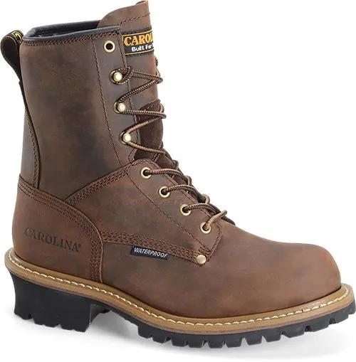 'Carolina' Men's 8" Elm Logger EH WP Soft Toe - Brown