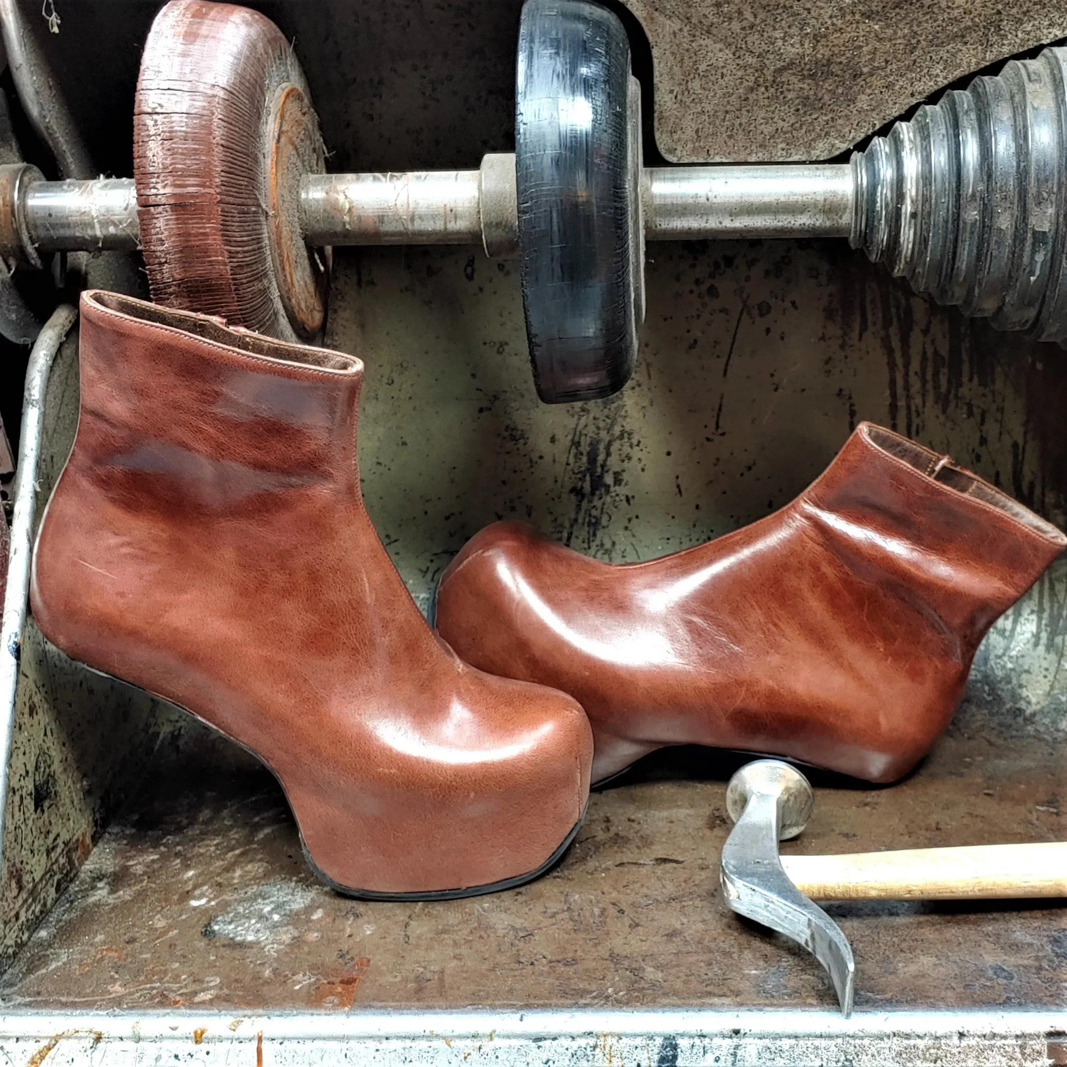 Chestnut Brown Platform Ankle Boots