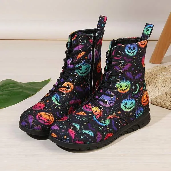 Christmas-Themed Print Low-Cut Martin Boots for Women 86294505C