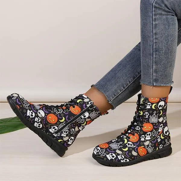 Christmas-Themed Print Low-Cut Martin Boots for Women 86294505C