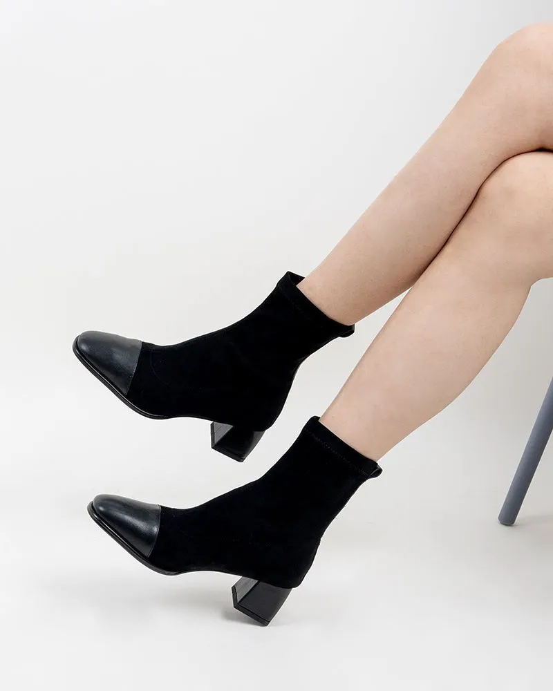 Chunky High Heel Square Toe Ankle Boots