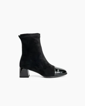 Chunky High Heel Square Toe Ankle Boots