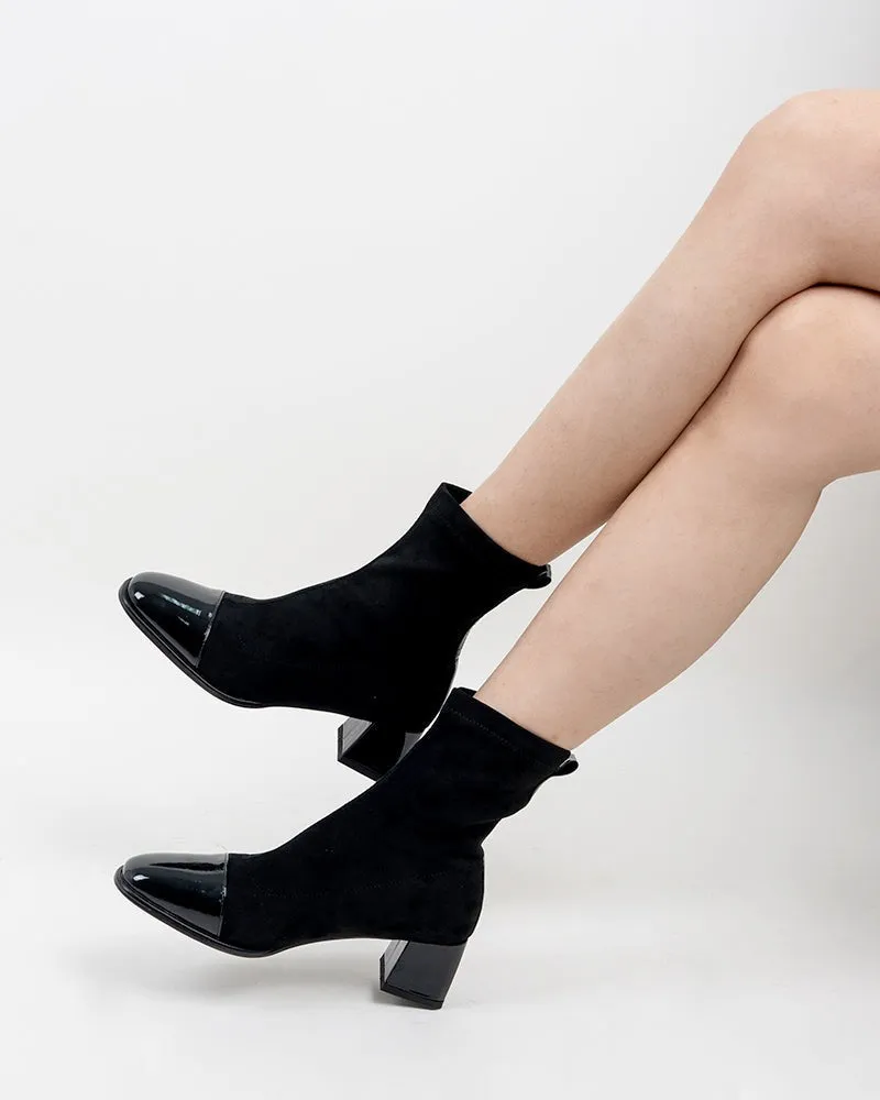 Chunky High Heel Square Toe Ankle Boots