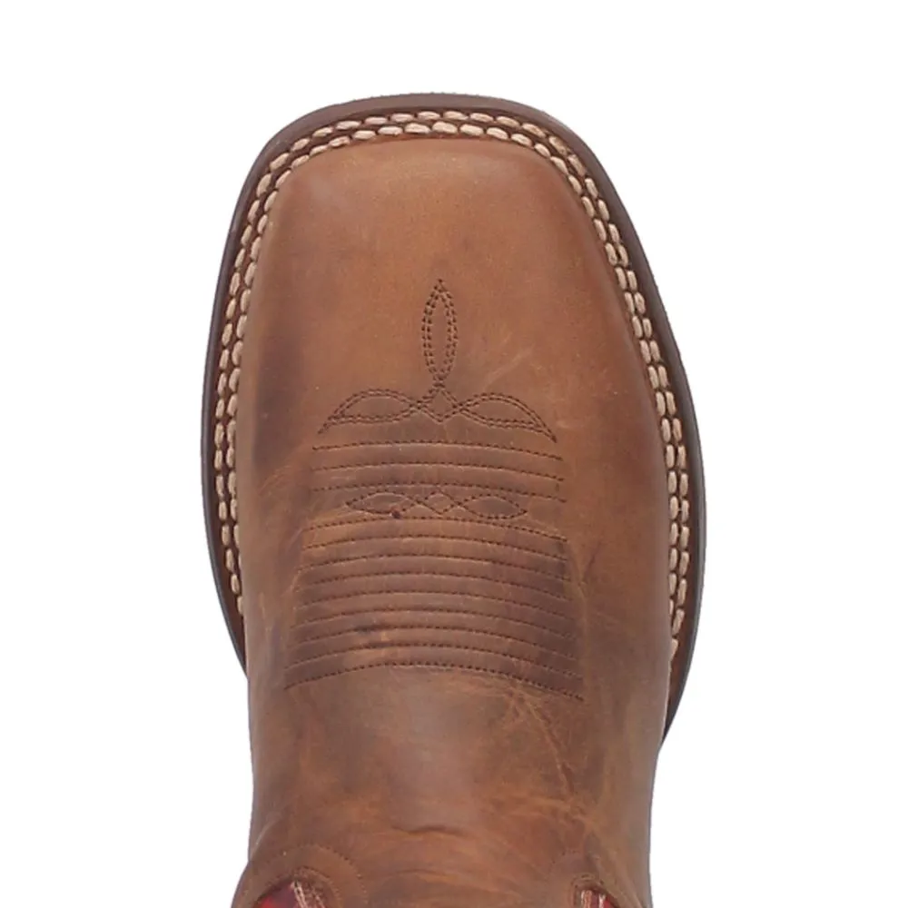 'Dan Post' Men's 11" Killeen Western Square Toe - Tan / Red