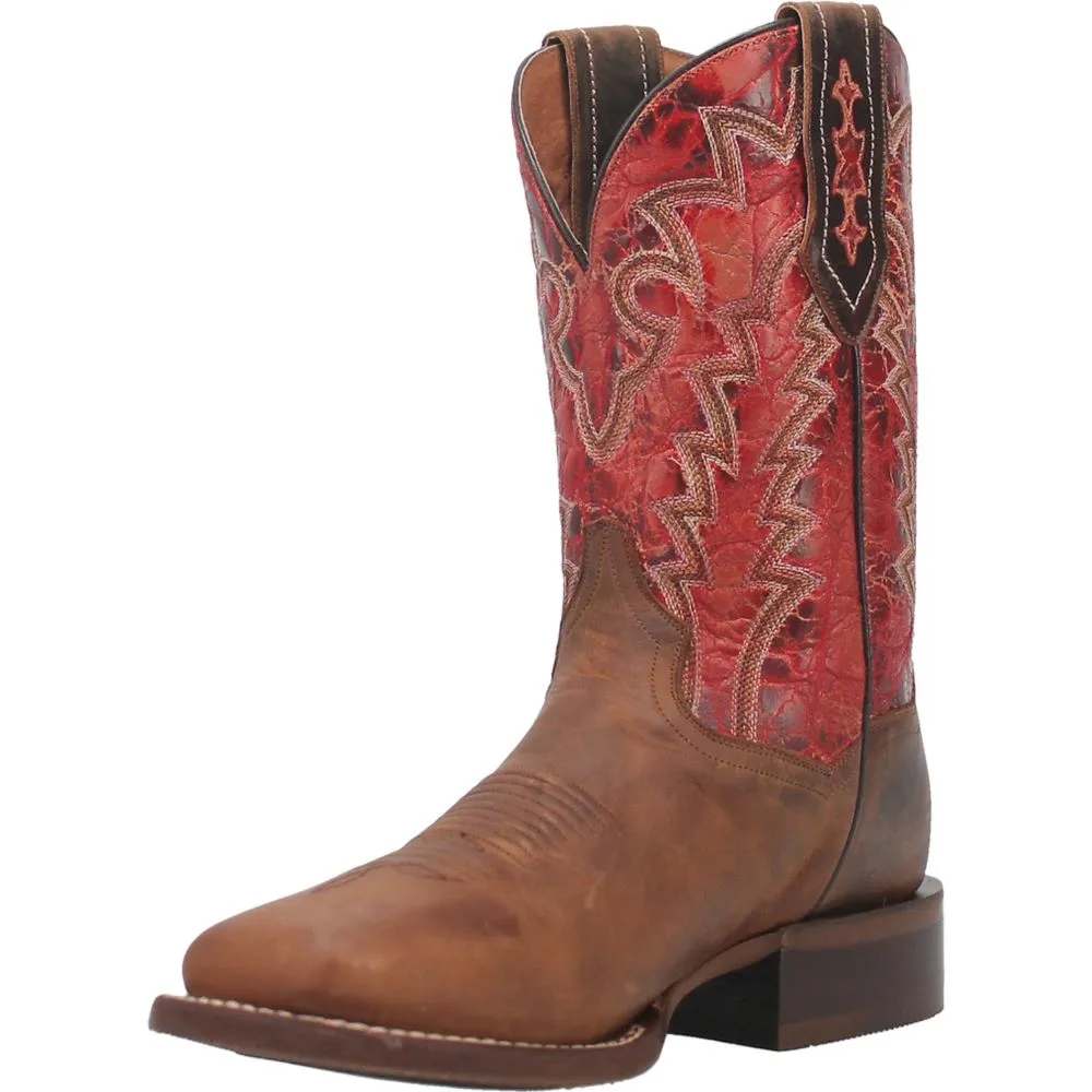 'Dan Post' Men's 11" Killeen Western Square Toe - Tan / Red