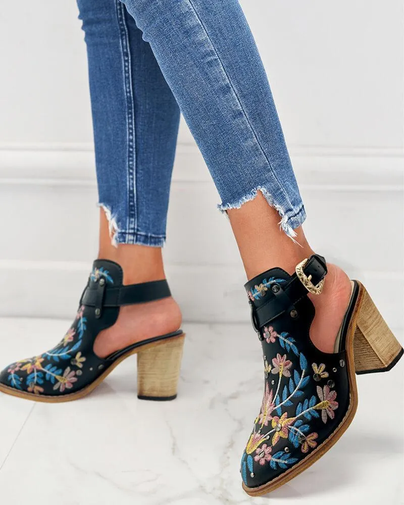 Embroidered Ankle Boots