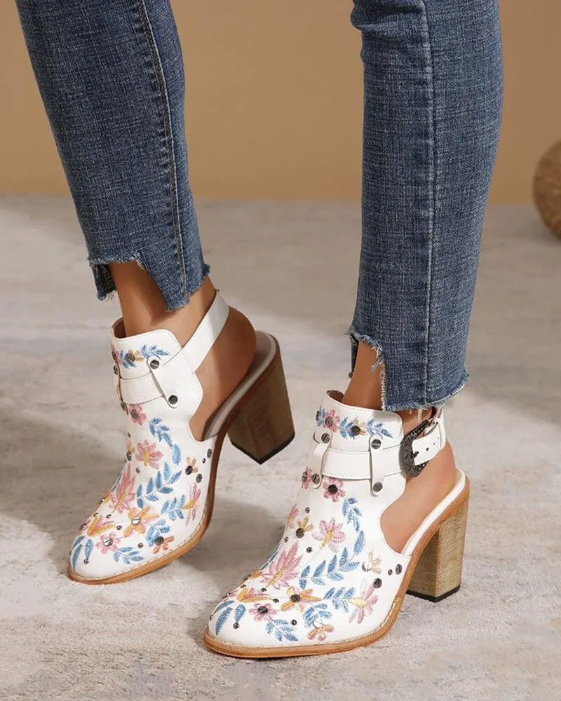 Embroidered Ankle Boots