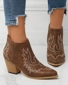 Embroidery Slip On Boots