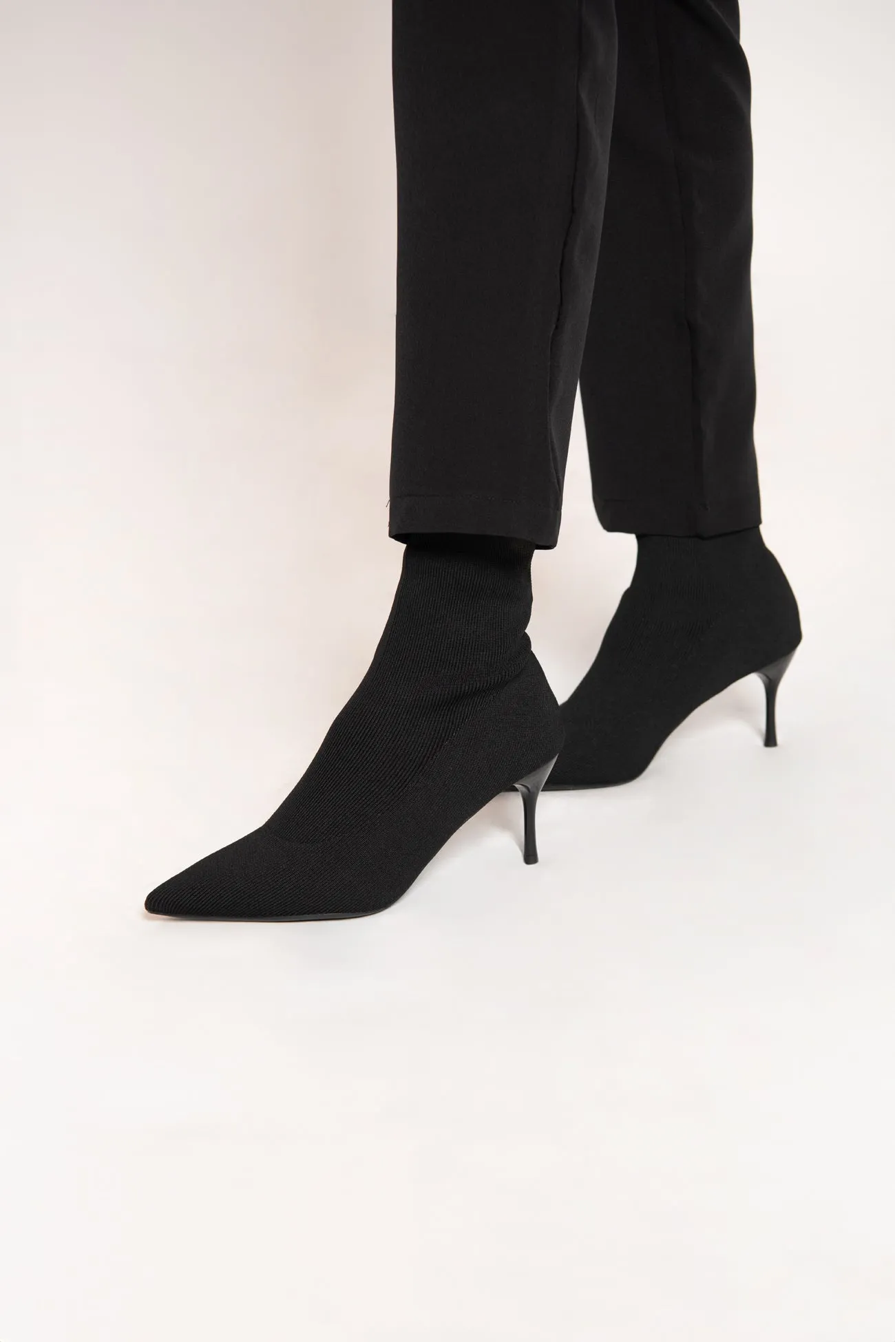 FABRIC HIGH-HEEL ANKLE BOOTS