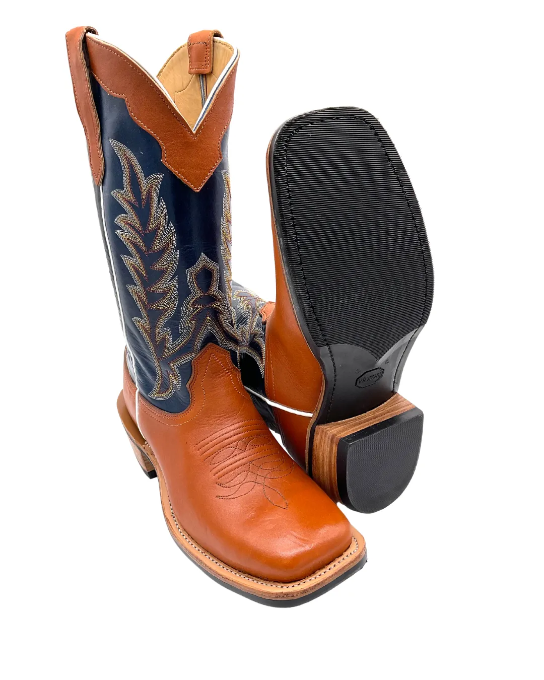 'Fenoglio Boots' Men's 13" Boomer Western Square Toe - Russet / Blue