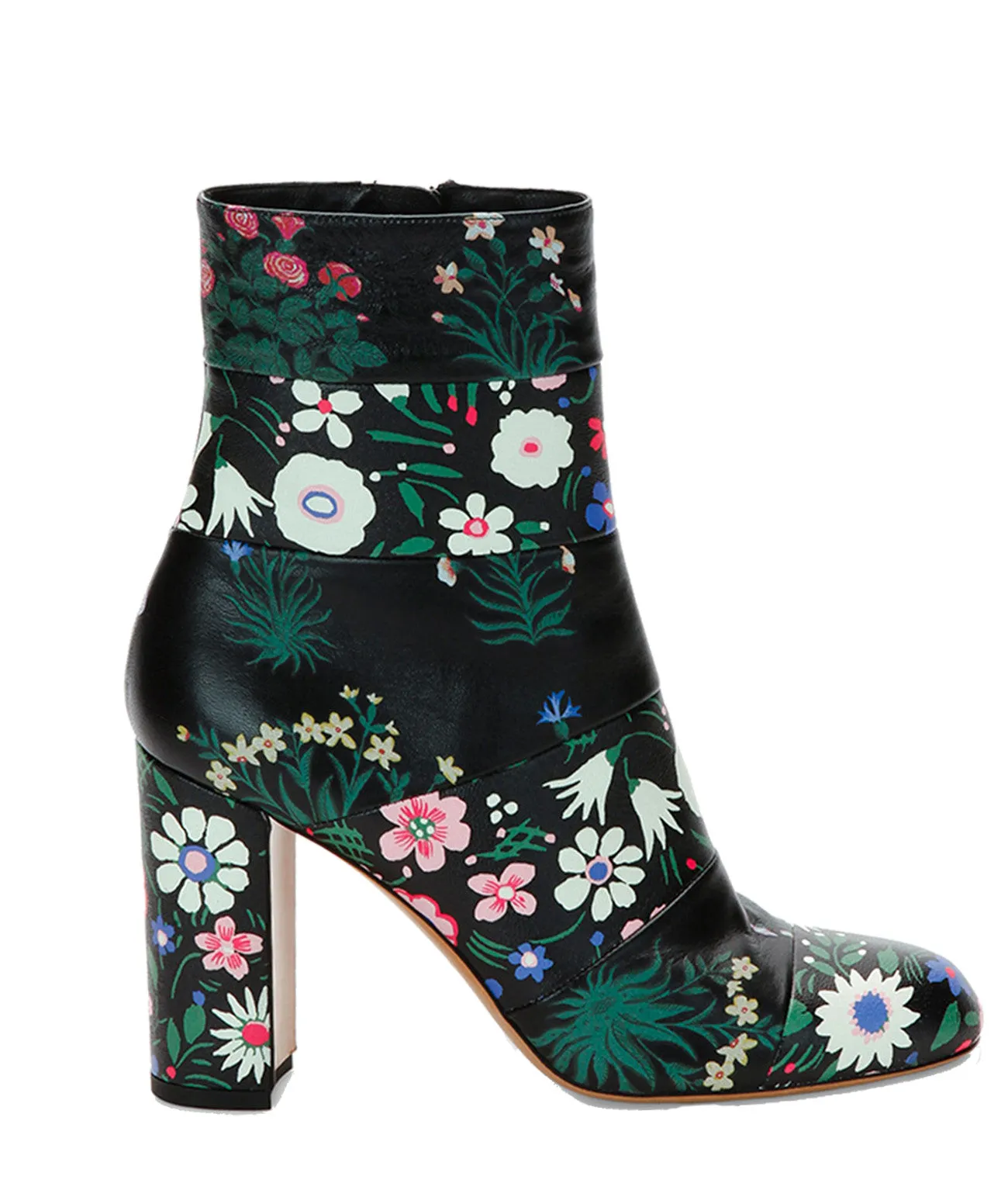 Floral Ankle Boots, Black