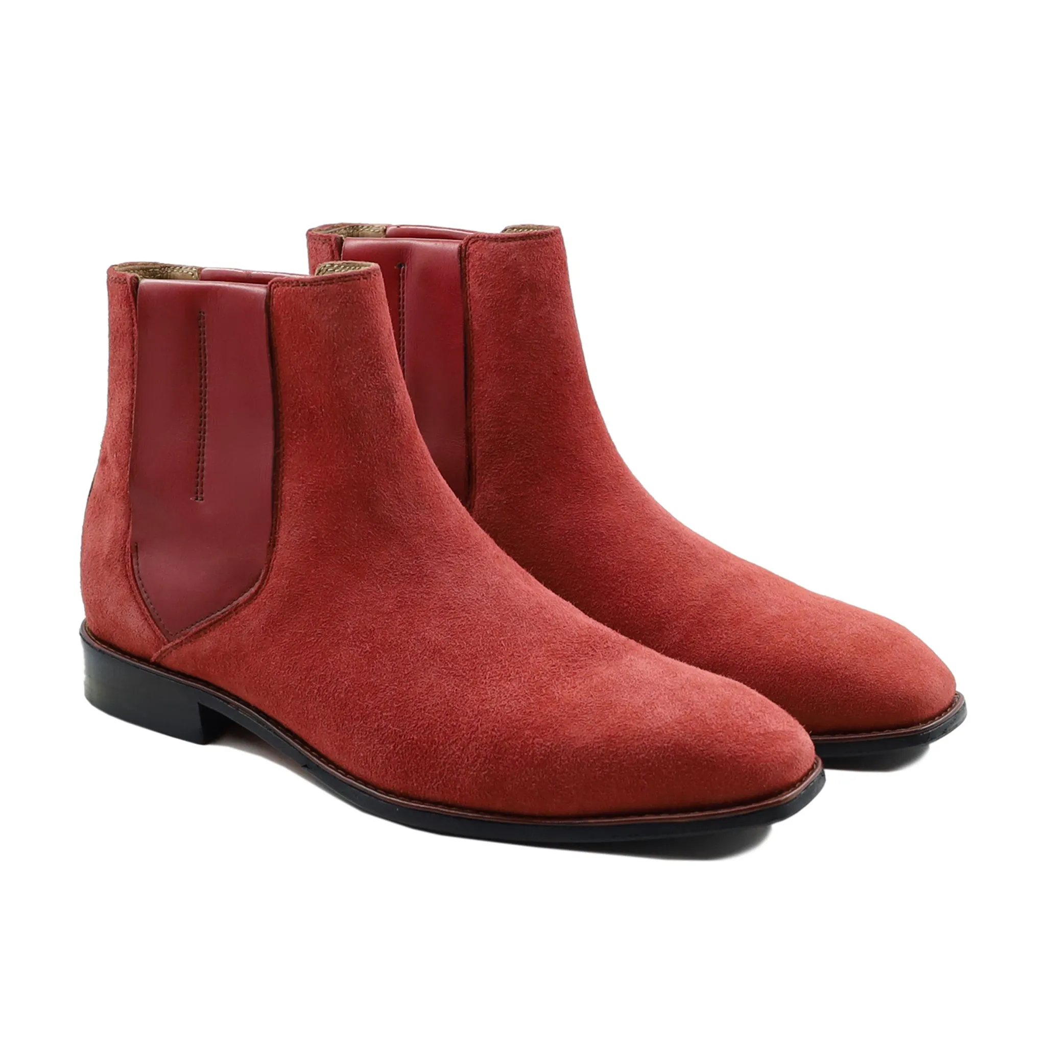 Furste - Men's Red Kid Suede Chelsea Boot