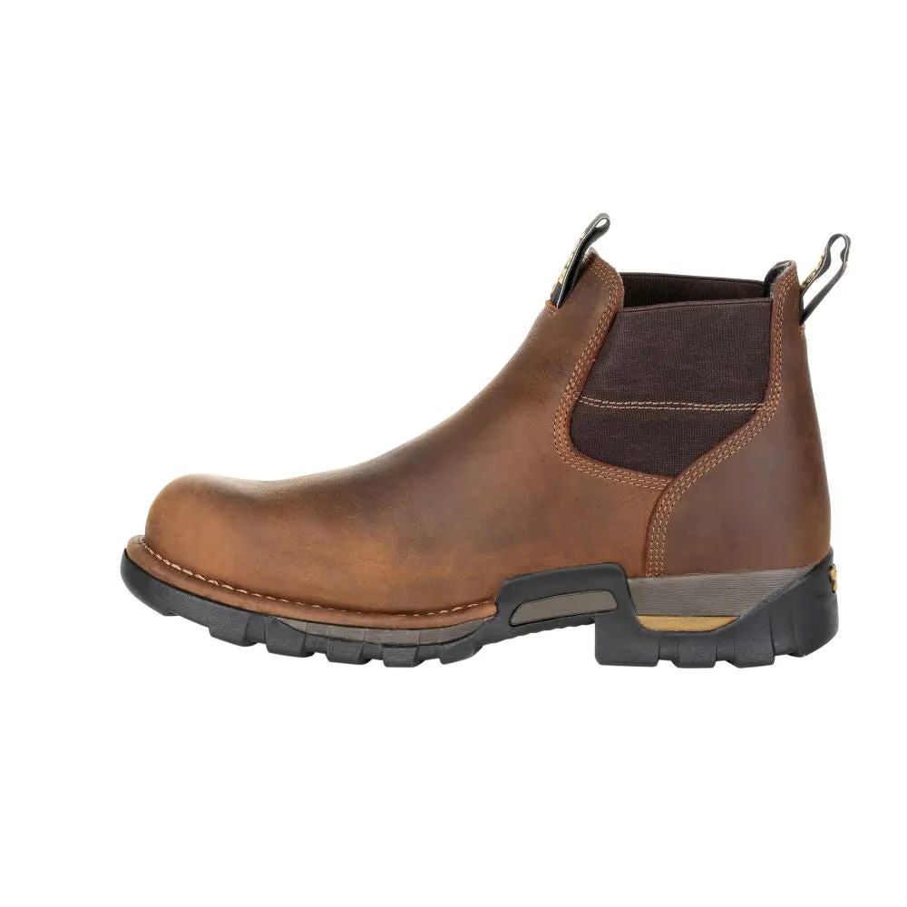 'Georgia Boot' Men's 4" Eagle One EH WP Chelsea Soft Toe - Brown