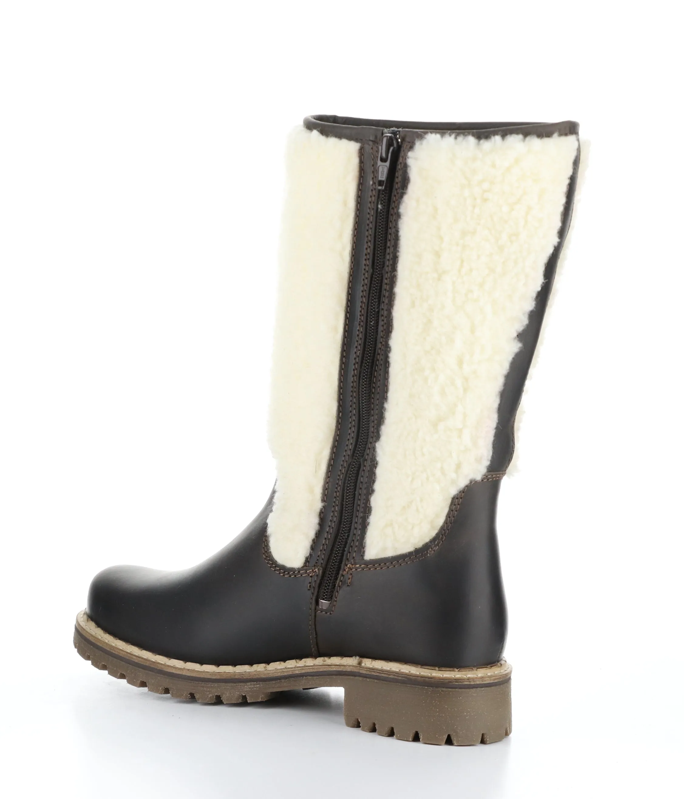 HANAH WOOL DK BROWN/BEIGE Round Toe Boots