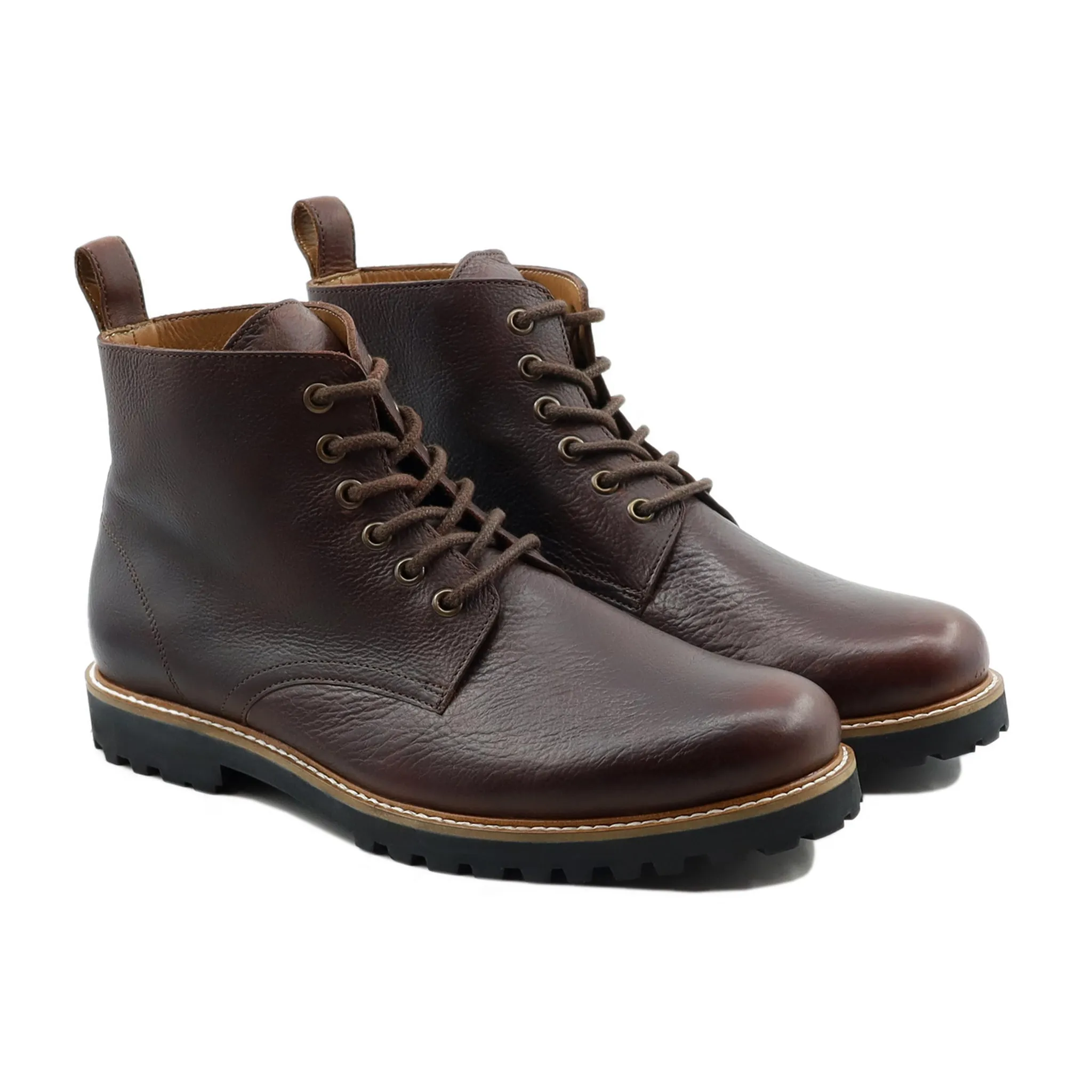 Ironb - Men's Dark Brown Pebble Grain Boot