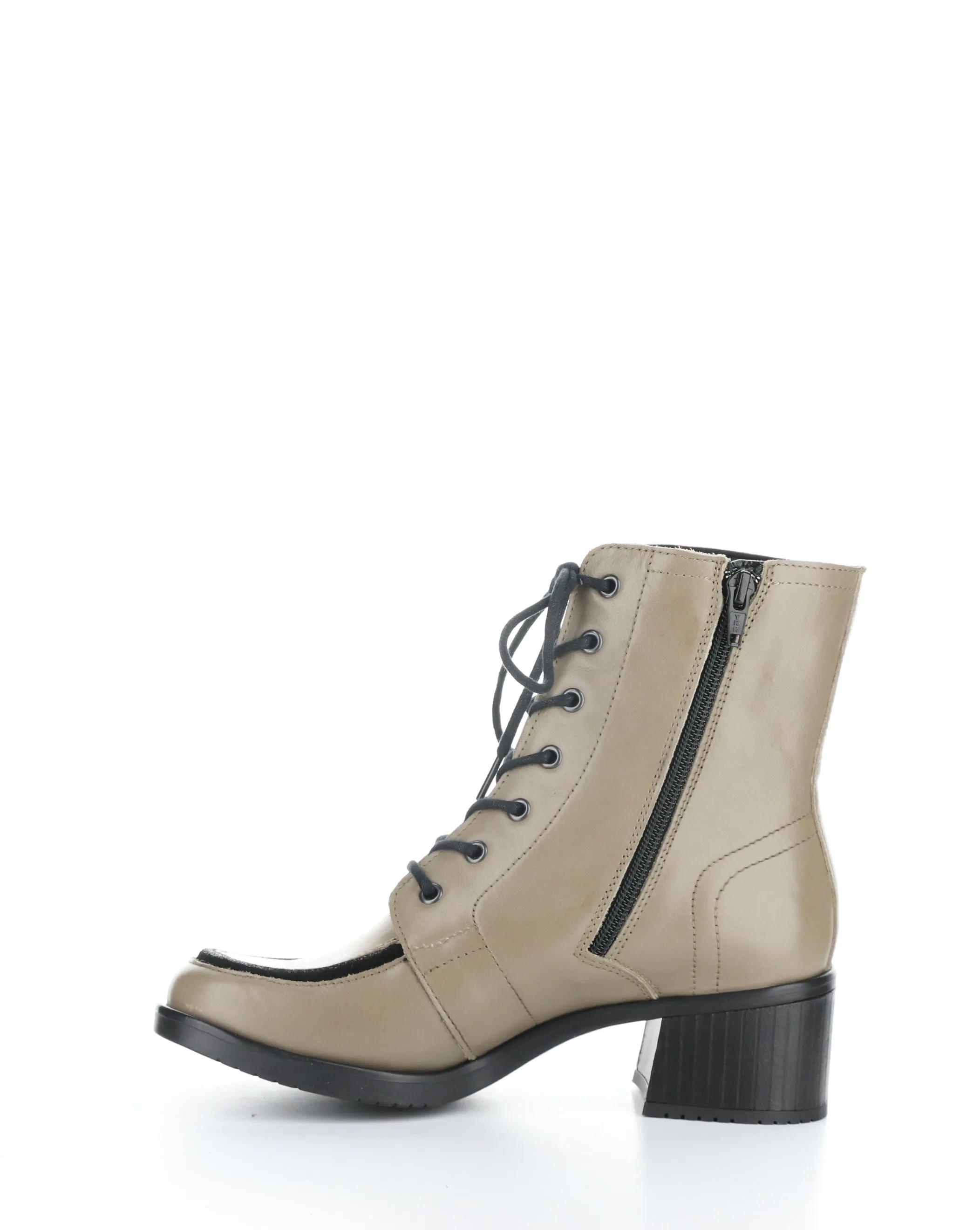 Stylish KASS017FLY 002 Taupe/Black Round Toe Ankle Boots for Women