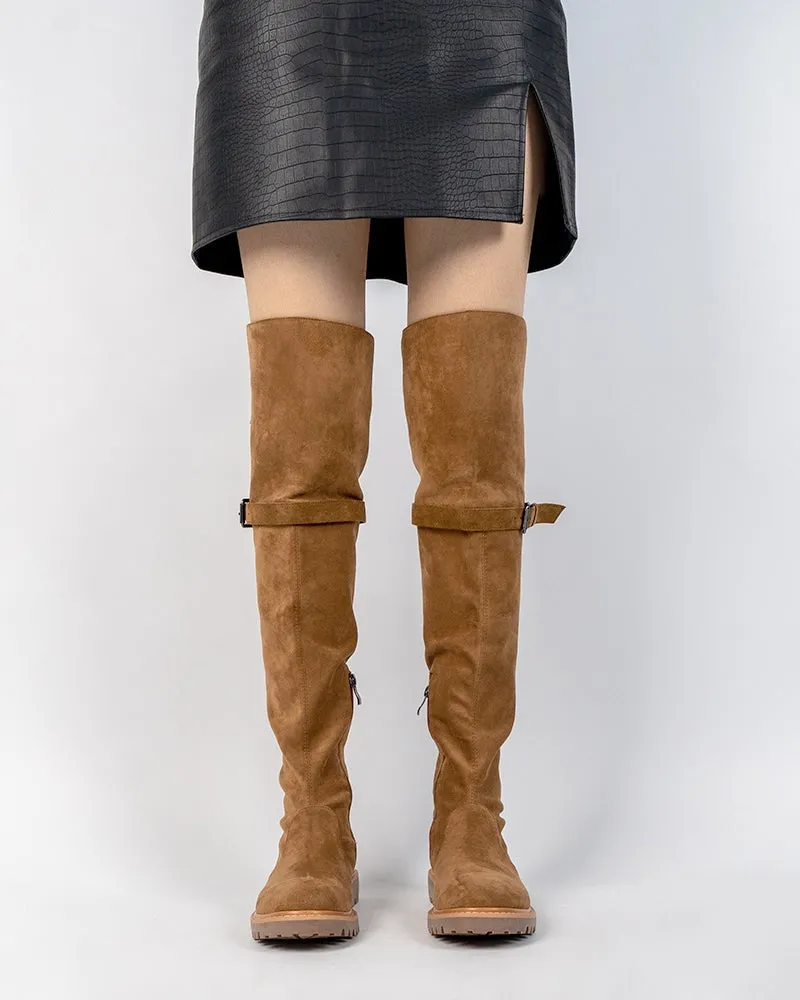 Knee High Comfortable Boots Suede Slouch Flat Boots