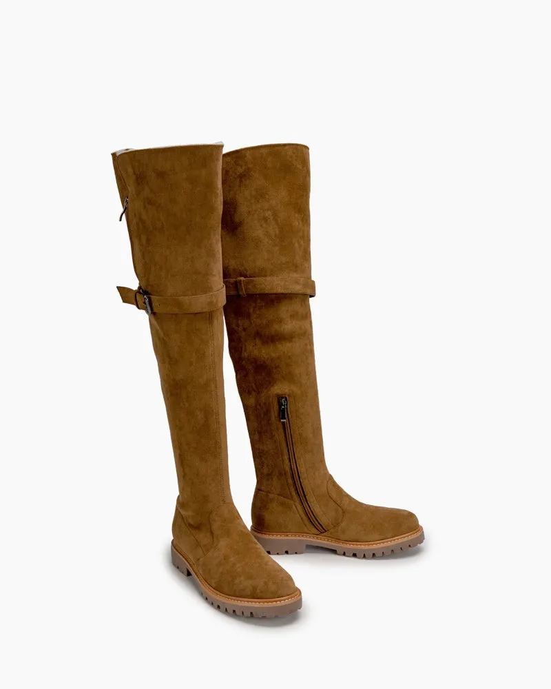 Knee High Comfortable Boots Suede Slouch Flat Boots