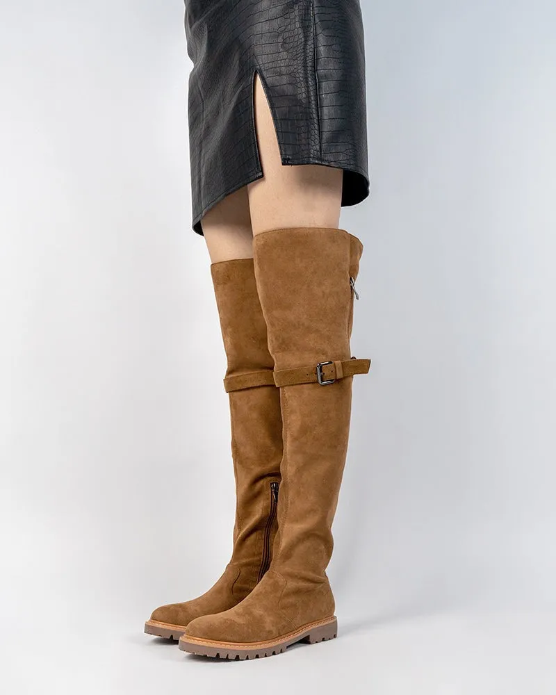 Knee High Comfortable Boots Suede Slouch Flat Boots