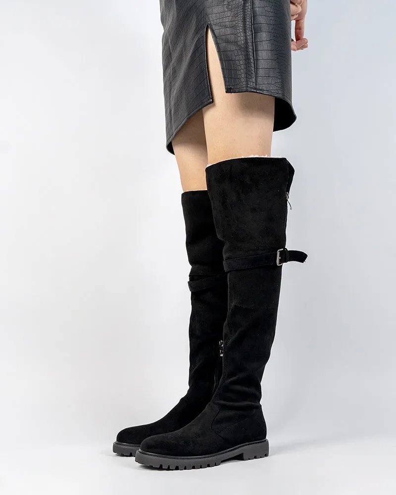 Knee High Comfortable Boots Suede Slouch Flat Boots