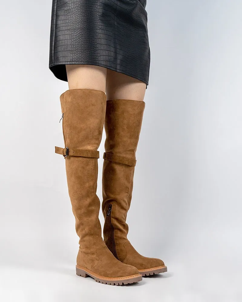 Knee High Comfortable Boots Suede Slouch Flat Boots