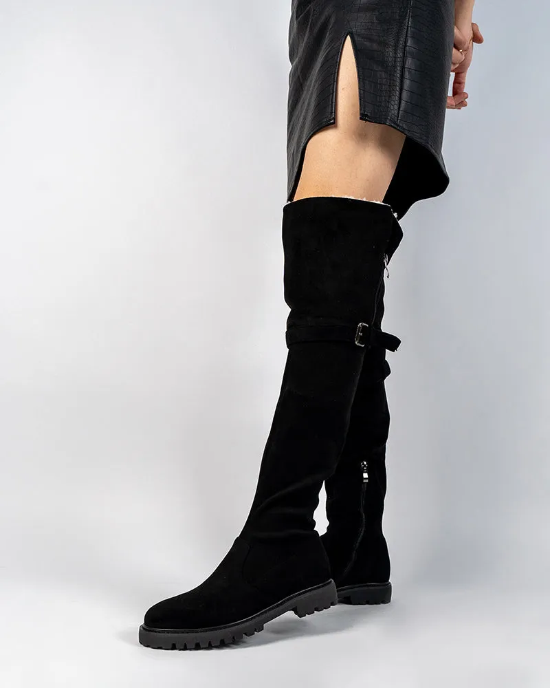 Knee High Comfortable Boots Suede Slouch Flat Boots