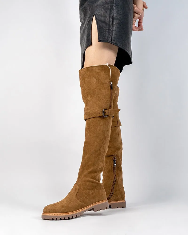 Knee High Comfortable Boots Suede Slouch Flat Boots