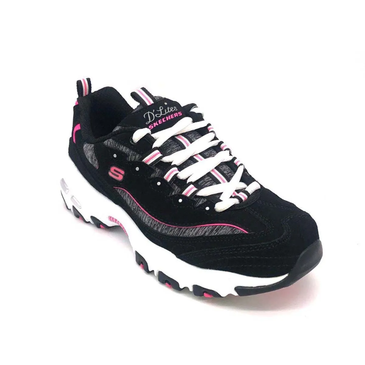 'Skechers' Women's D'Lites Me Time - Black / Hot Pink (Wide)