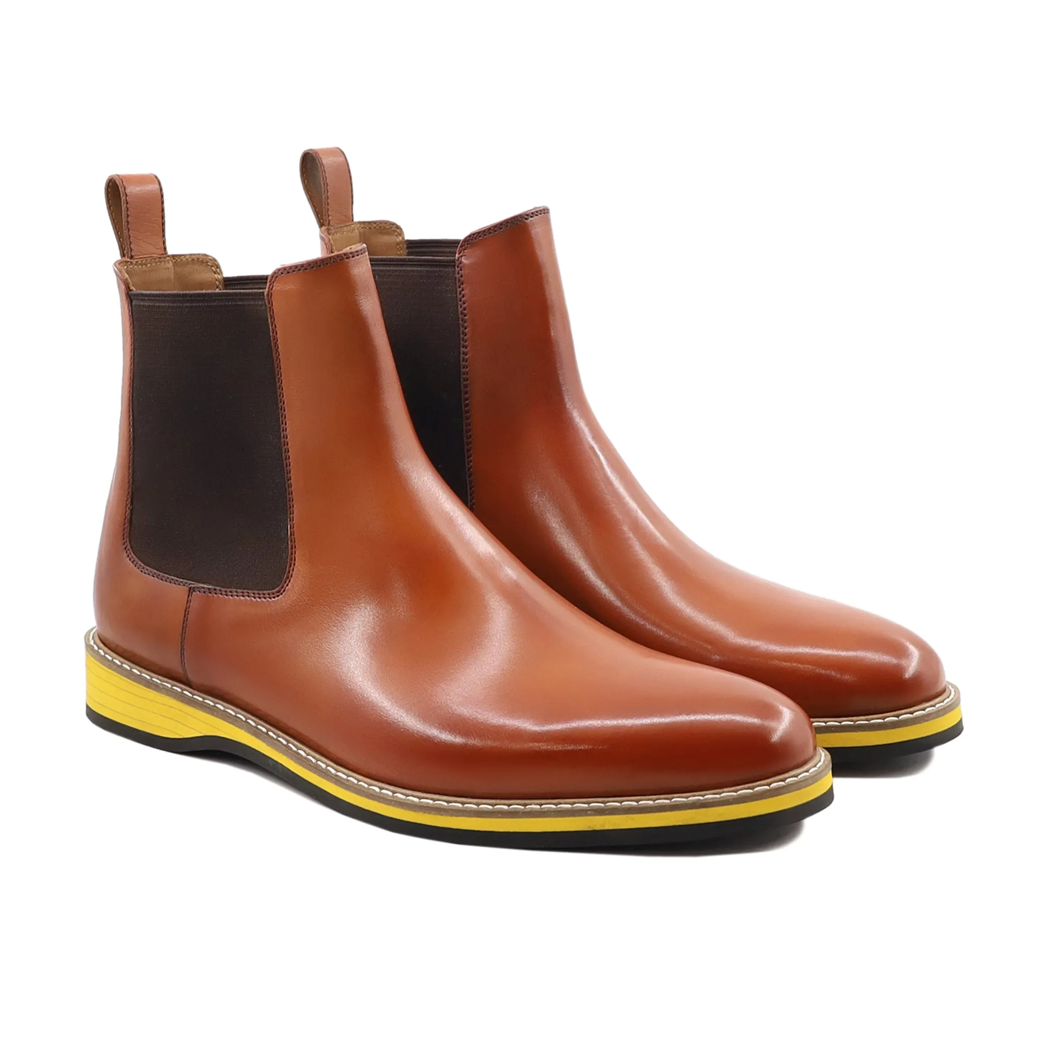 Skelef - Men's Tan Calf Leather Chelsea Boot