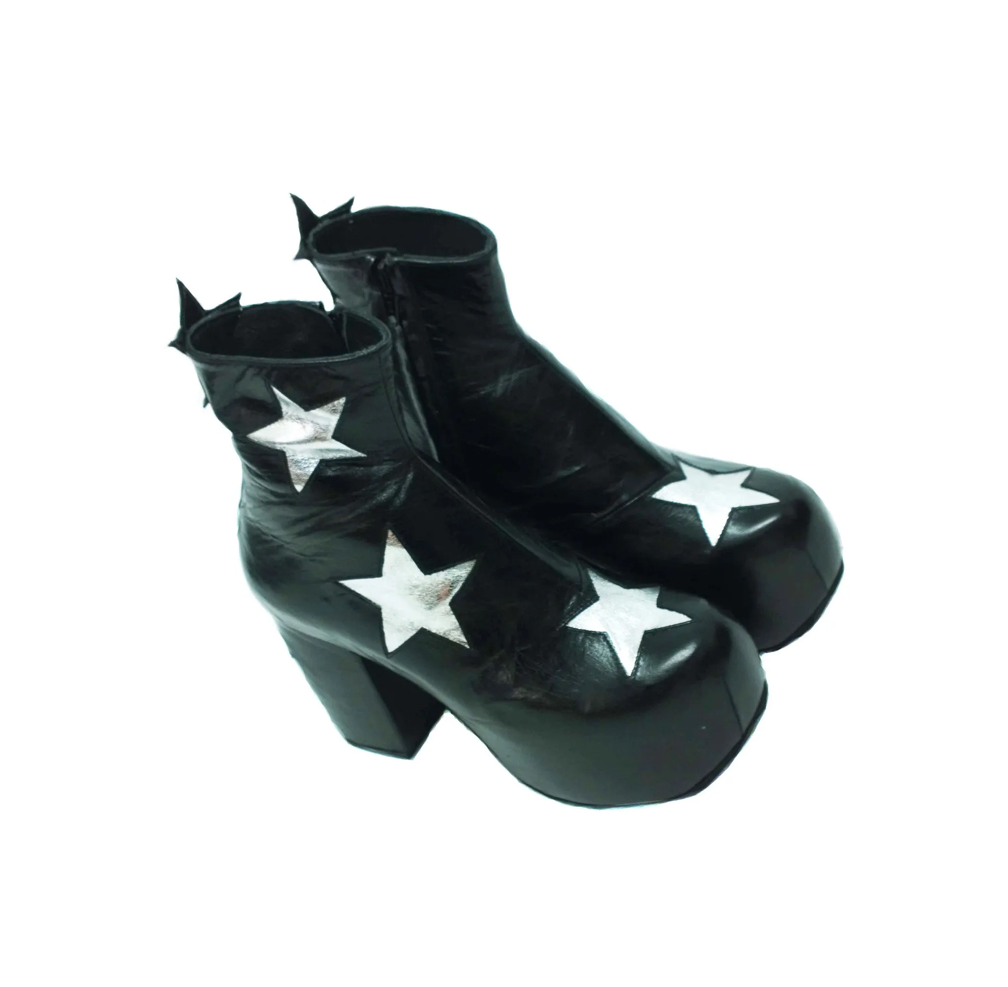 STARDUST Platform Ankle Boots - Black with Silver Stars