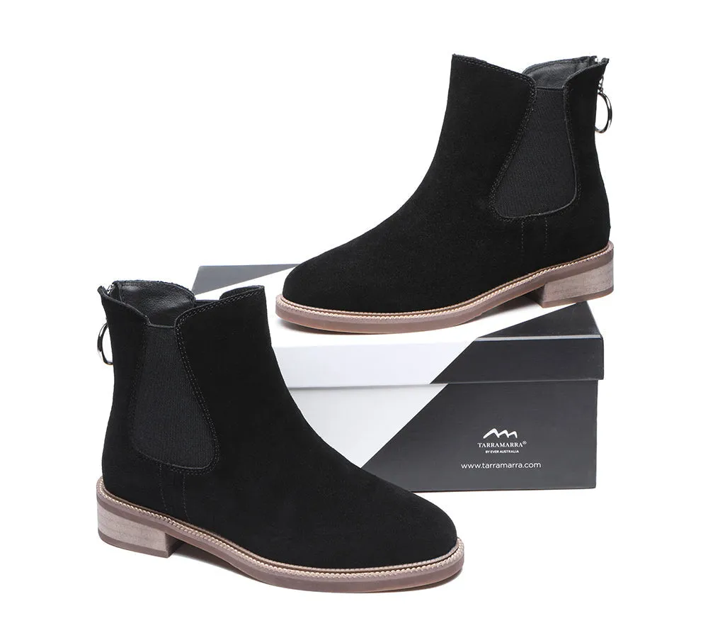 TARRAMARRA Daisy Black Leather Zipper Ankle Chelsea Boots