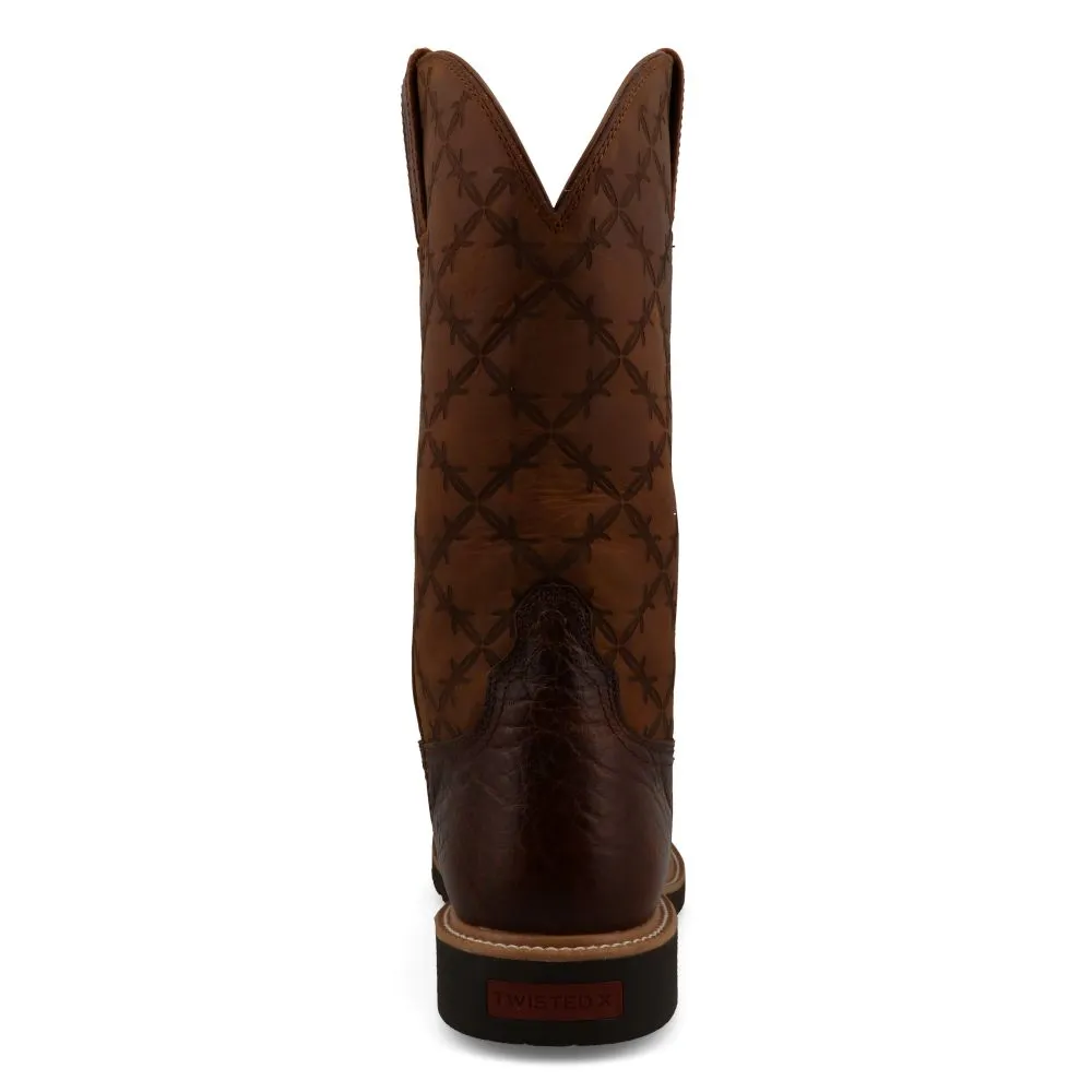 'Twisted X' Men's 12 Tech X Cellstretch Western Round Toe - Brown / Squash