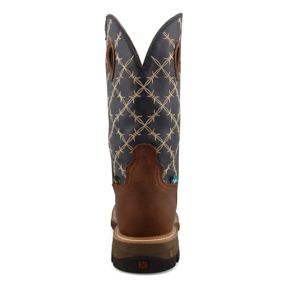 'Twisted X' Men's 12 Western MetGuard EH WP Comp Toe - Brown / Navy