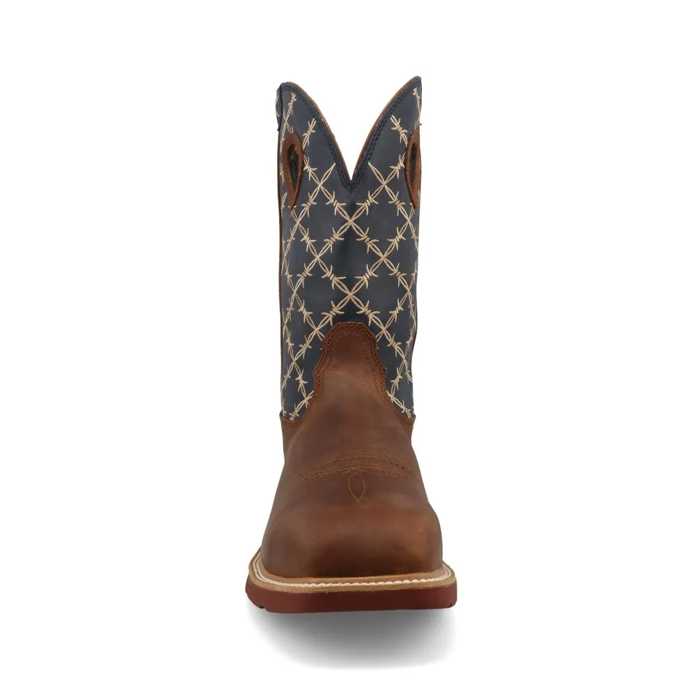 'Twisted X' Men's 12 Western MetGuard EH WP Comp Toe - Brown / Navy