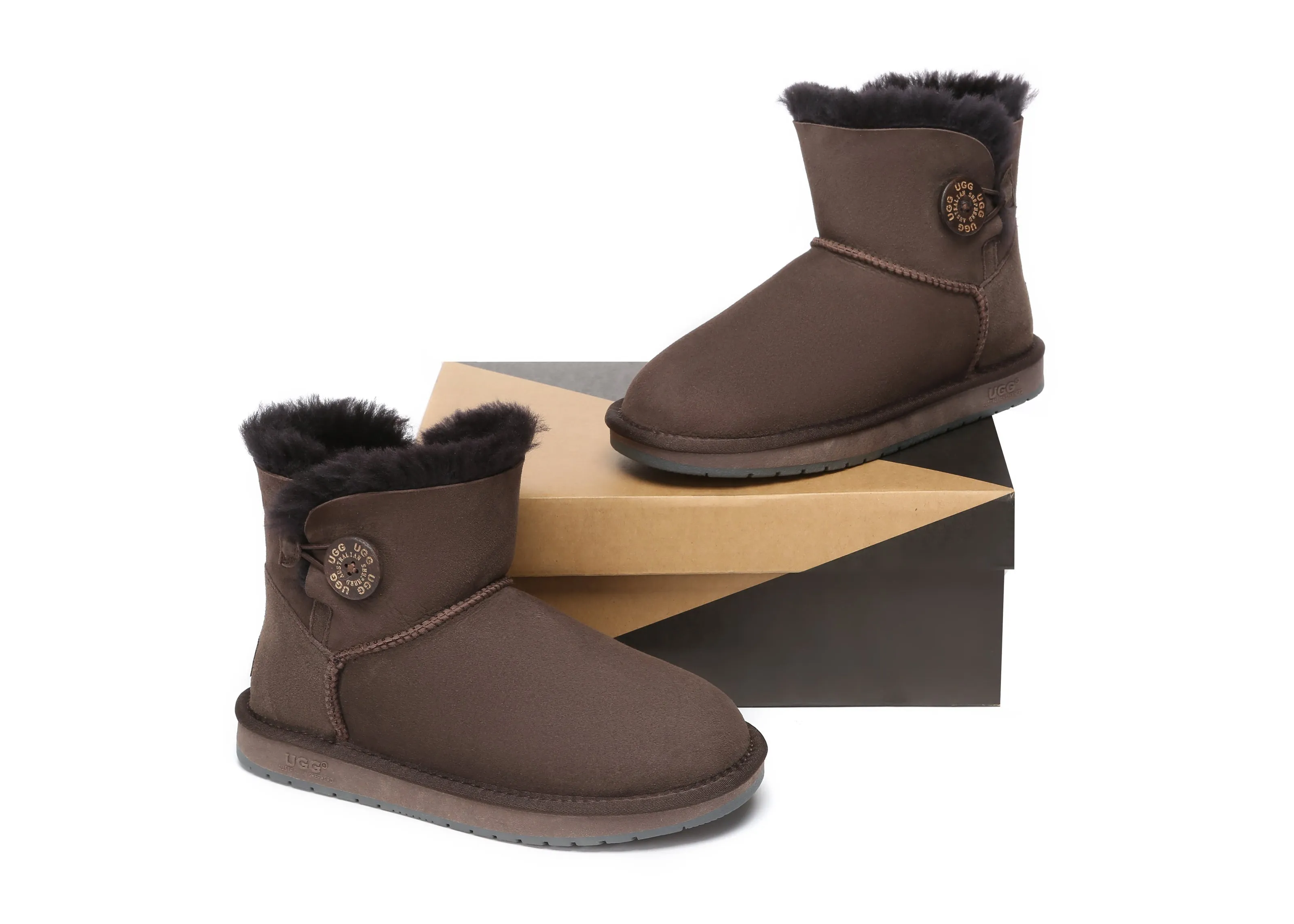 UGG Australian Shepherd Australia Premium Double Face Sheepskin Water Resistant Mini Button Boots