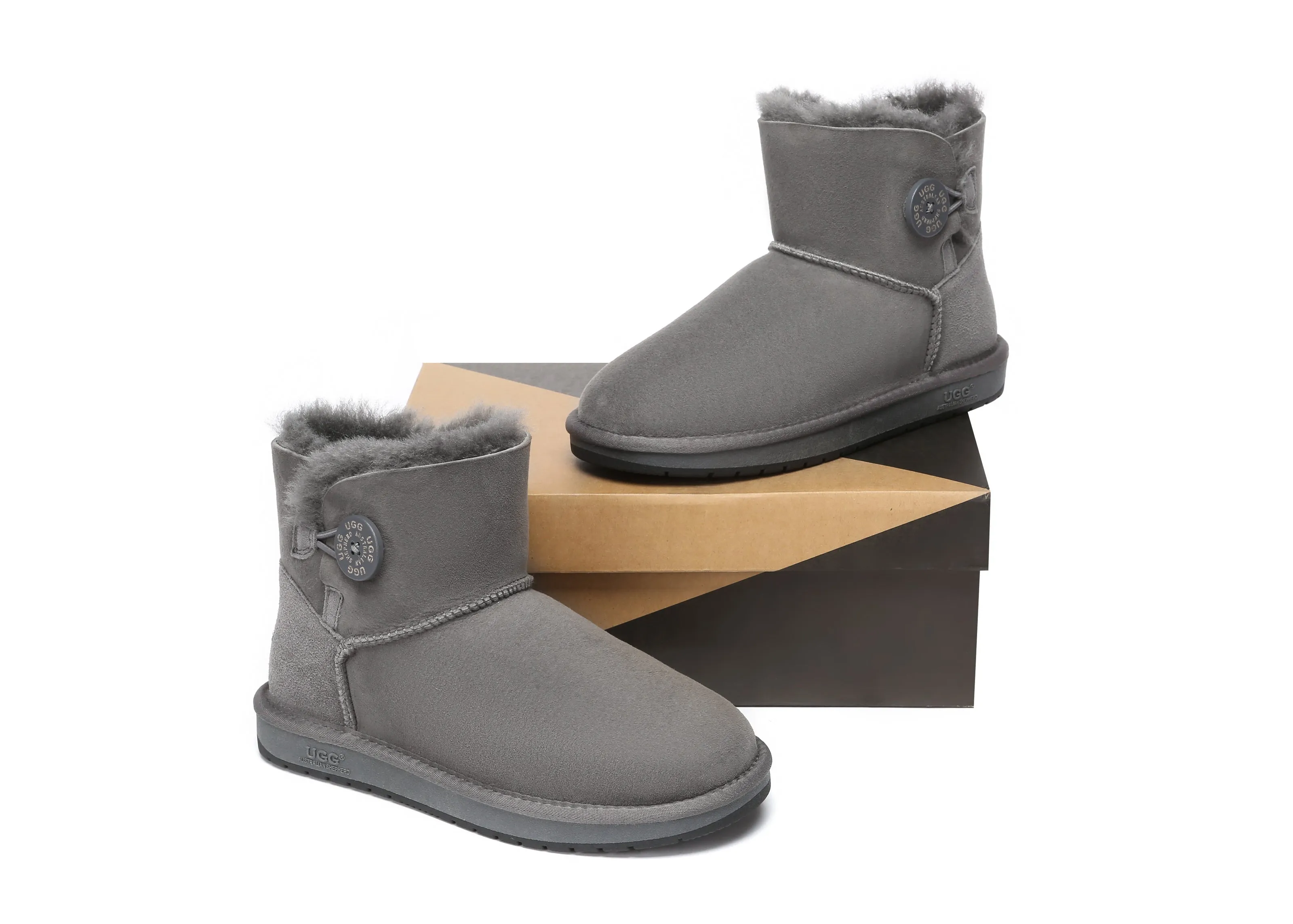 UGG Australian Shepherd Australia Premium Double Face Sheepskin Water Resistant Mini Button Boots