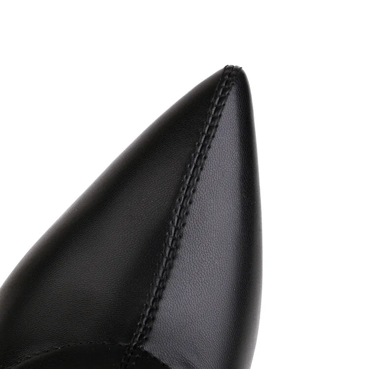 Women's Booties Pu Leather Pointed Toe Spool Heel Platform Short Boots