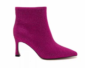 Women's Ideal Shoes 3671 Crystals Ankle Boots Fuchsia