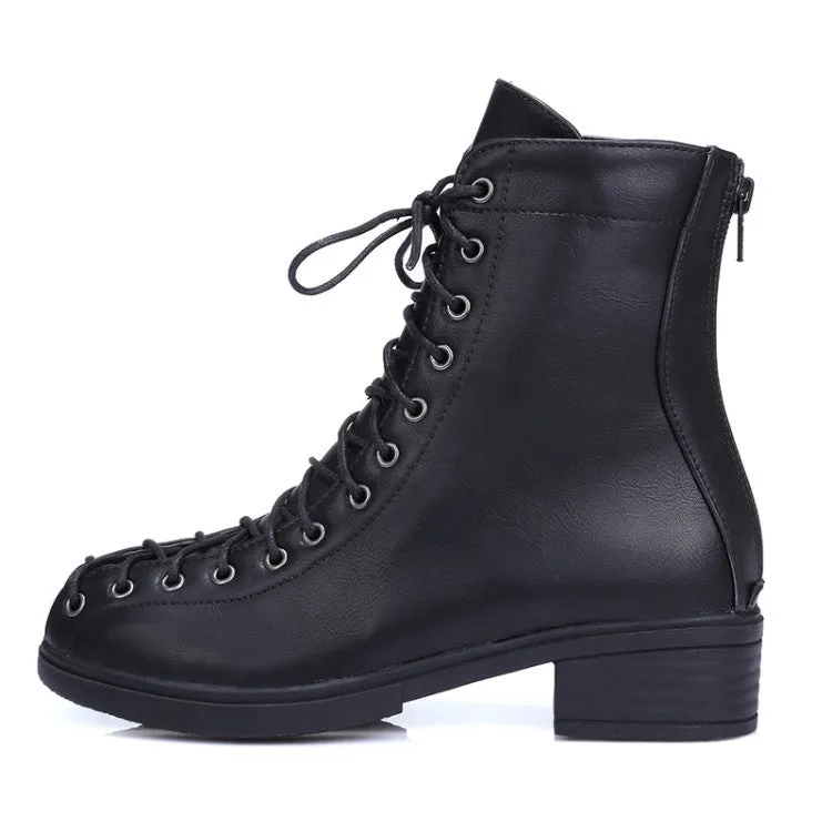 Women's Lace Up Ankle Boots Heels Shoes Autumn and Winter 8521